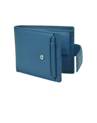 Men Blue Genuine Leather Wallet  (9 Card Slots)