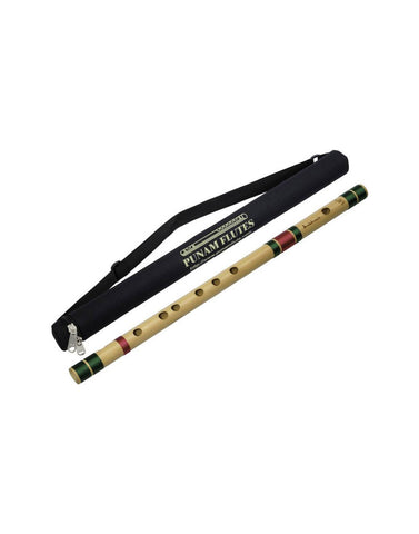 Punam Flutes C Natural Medium Bamboo Flute Bansuri with Free Carry Case - Wood  (19 inch)